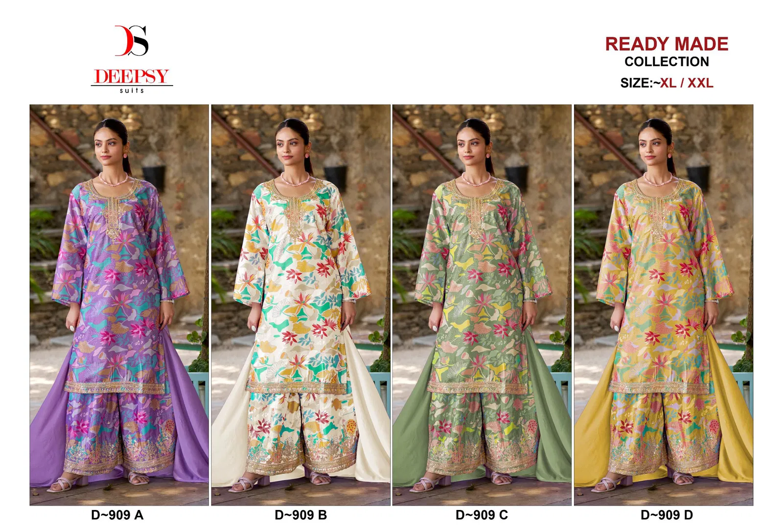 Deepsy 909 A To D Chinon Digital Print Pakistani Readymade Suits Wholesale Online